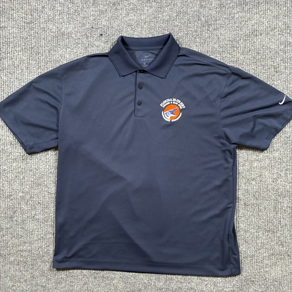 Nike Dri-Fit Mens Polo Shirt Size L Navy Florida Blue Key Short Sleeve